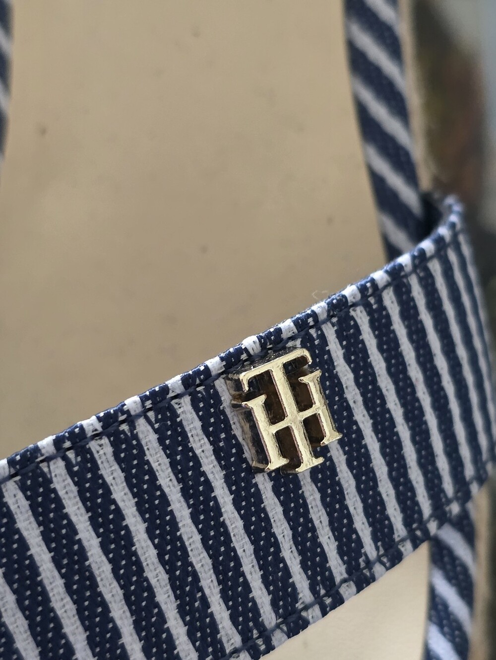 Tommy Hilfiger Navy Stripe Platform Sandals - Picture 4 of 6